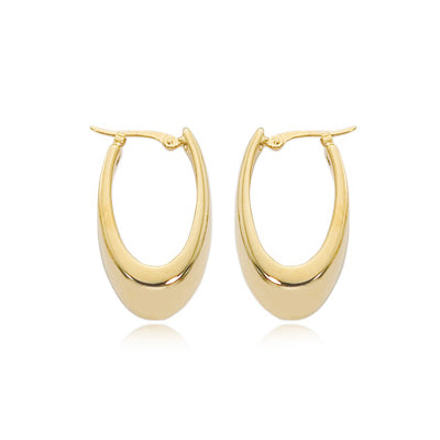 Medium Visor Hoop Earrings, 14K Yellow Gold
