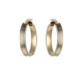 Textured Oval Hoop Earrings, 14 Karat Gold