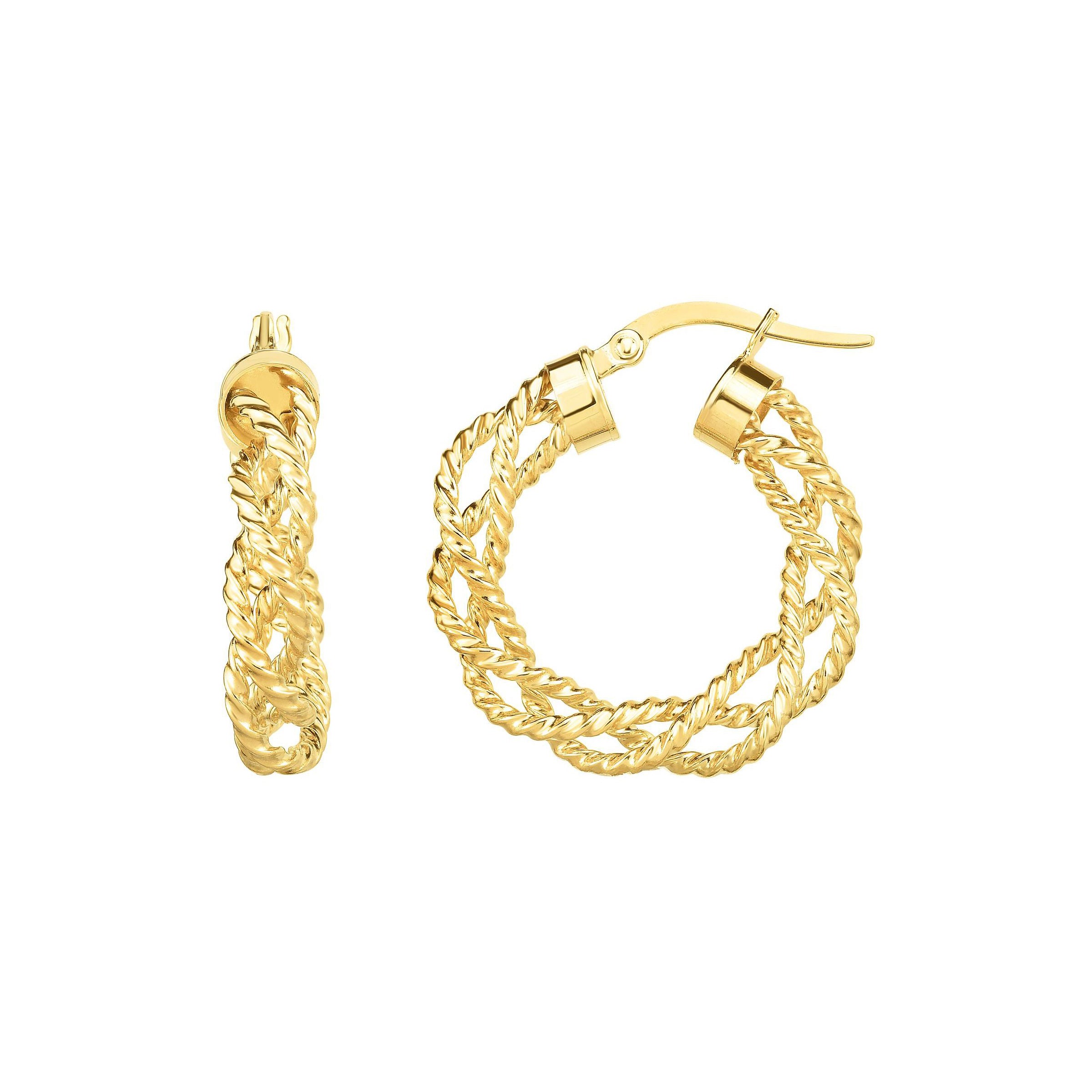 14K 1960's Emerald Knot Twist Spiral Screw Back Earrings Yellow Gold [CFQC]