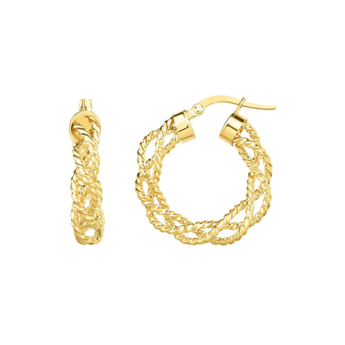 Looping Spiral Hoop Earrings, .60 Inch, 14K Yellow Gold