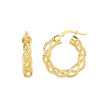 Looping Spiral Hoop Earrings, .60 Inch, 14K Yellow Gold
