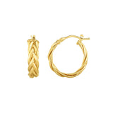 Braided Hoop Earrings, .60 Inch, 14K Yellow Gold