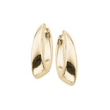 Large Visor Hoop Earrings, 14K Yellow Gold