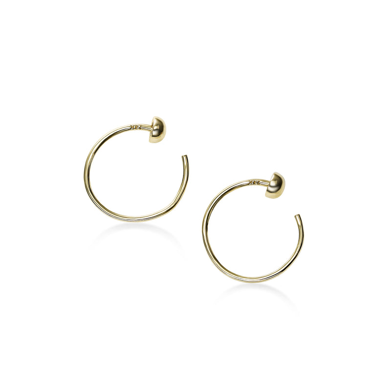 Open Wire Hoop Earrings, .50 Inch, 14K Yellow Gold