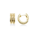 Bead Design Huggie Hoop Earrings, 14K Yellow Gold