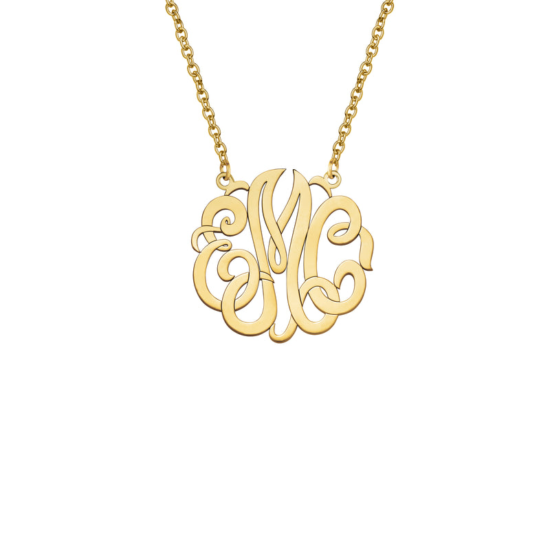 14K Yellow Gold Monogram Initial Necklace