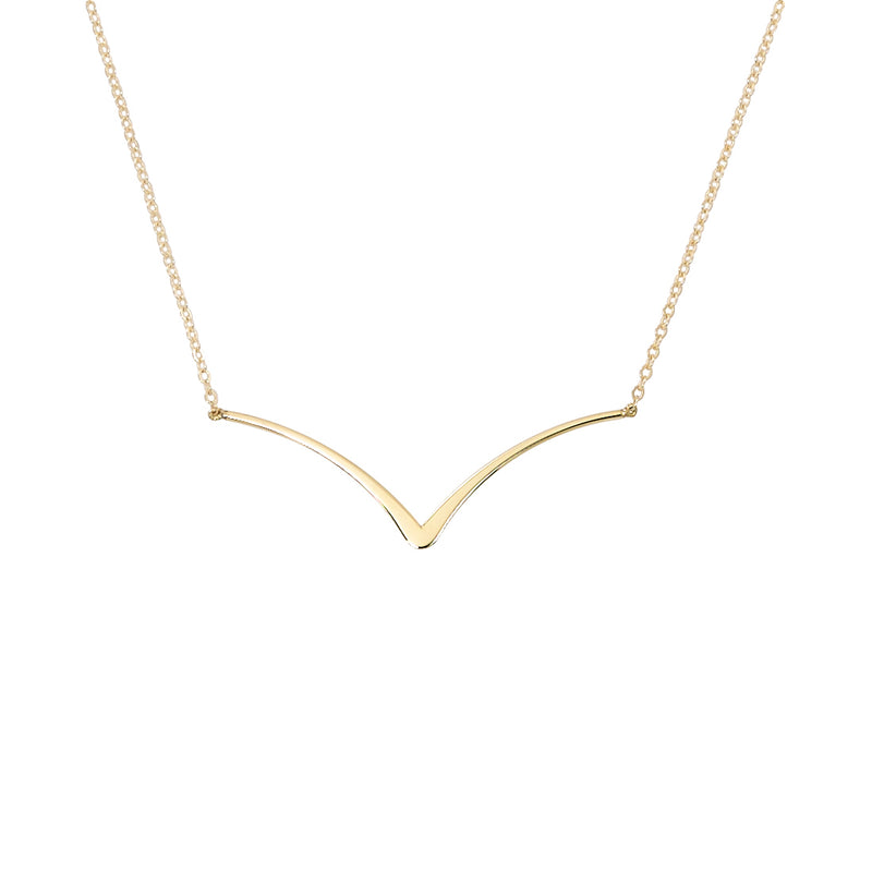 Wing Shape Plaque Necklace, 14K Yellow Gold