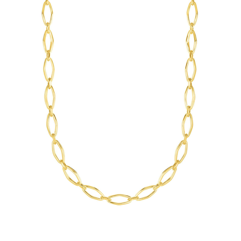 Yellow Gold Open Link Necklace, 14K Yellow Gold