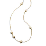 Shiny Bead Station Necklace, 16 Inches, 14K Yellow Gold