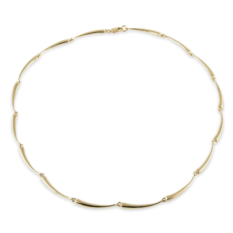 Curved Link Necklace, 14 Karat Yellow Gold