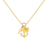 Tiny Faith, Hope and Charity Charm Necklace, 14K Yellow Gold