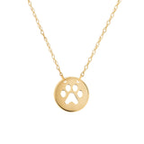 Cat Dog Paw Print Cut Out Necklace, 14K Yellow Gold
