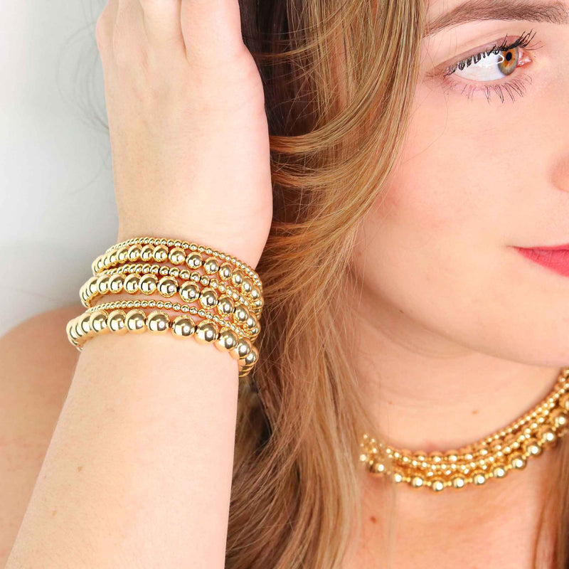 Gold Filled Beads, 3 MM, Stretch Bracelet