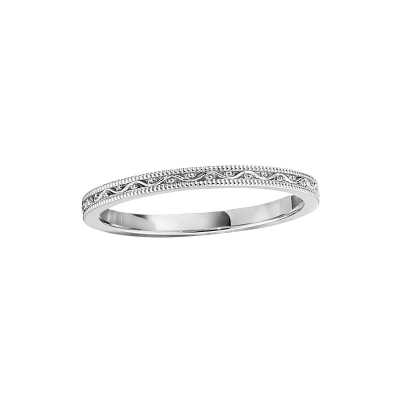 Delicately Sculpted Wedding Band, 14K White Gold