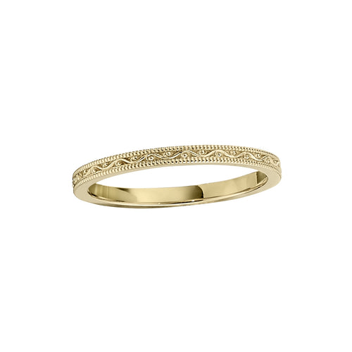 Delicately Sculpted Wedding Band, 14K Yellow Gold