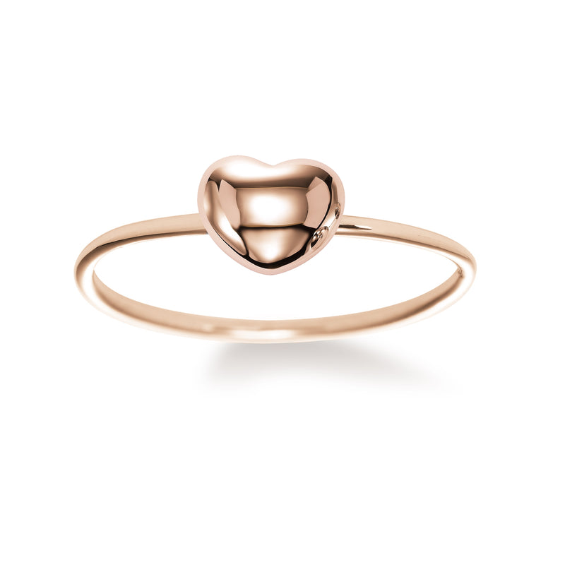 Shiny Puffed Heart Ring, 18K Rose Gold