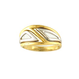 Two Tone Geometric Design Ring, 18 Karat Gold