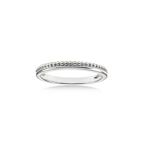 Stackable Bead Design Ring, 14K White Gold