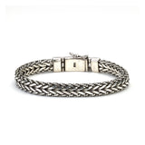 Woven Bracelet with Rope Detail, Sterling Silver, 8.5 Inches