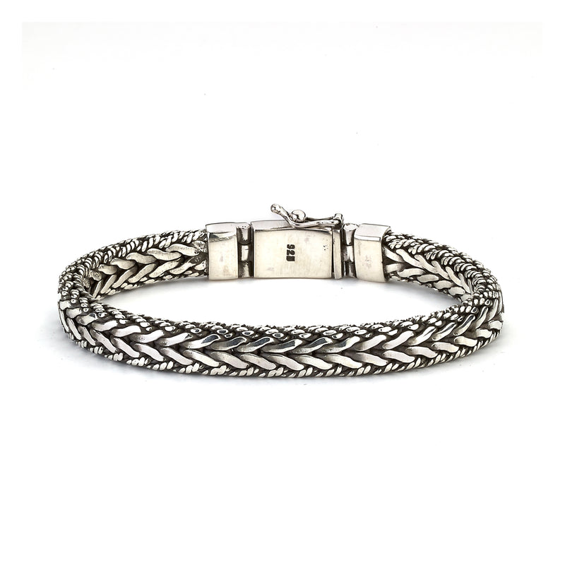 Woven Bracelet with Rope Detail, Sterling Silver, 8.5 Inches ...