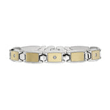 Gold Tone Link Men's Bracelet with Diamonds, Stainless Steel