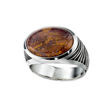 Oval Tiger's Eye Ring, Size 10, Sterling Silver