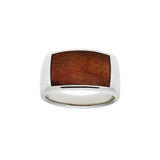 Fig Wood Inlay Ring, Size 10, Sterling Silver