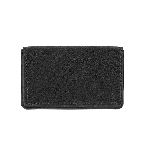Hard Cover Business Card Case, Black Leather