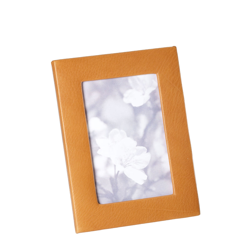 British Tan Calfskin Leather Picture Frame, 4x6 Inches