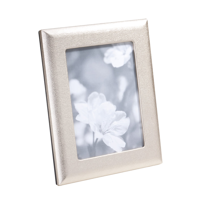 Metallic Goatskin Leather Picture Frame, 5x7 Inches
