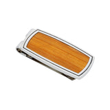 Bamboo Inlay Money Clip, Stainless Steel