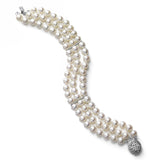3 Row Freshwater Cultured Pearl Bracelet, 14K White Gold