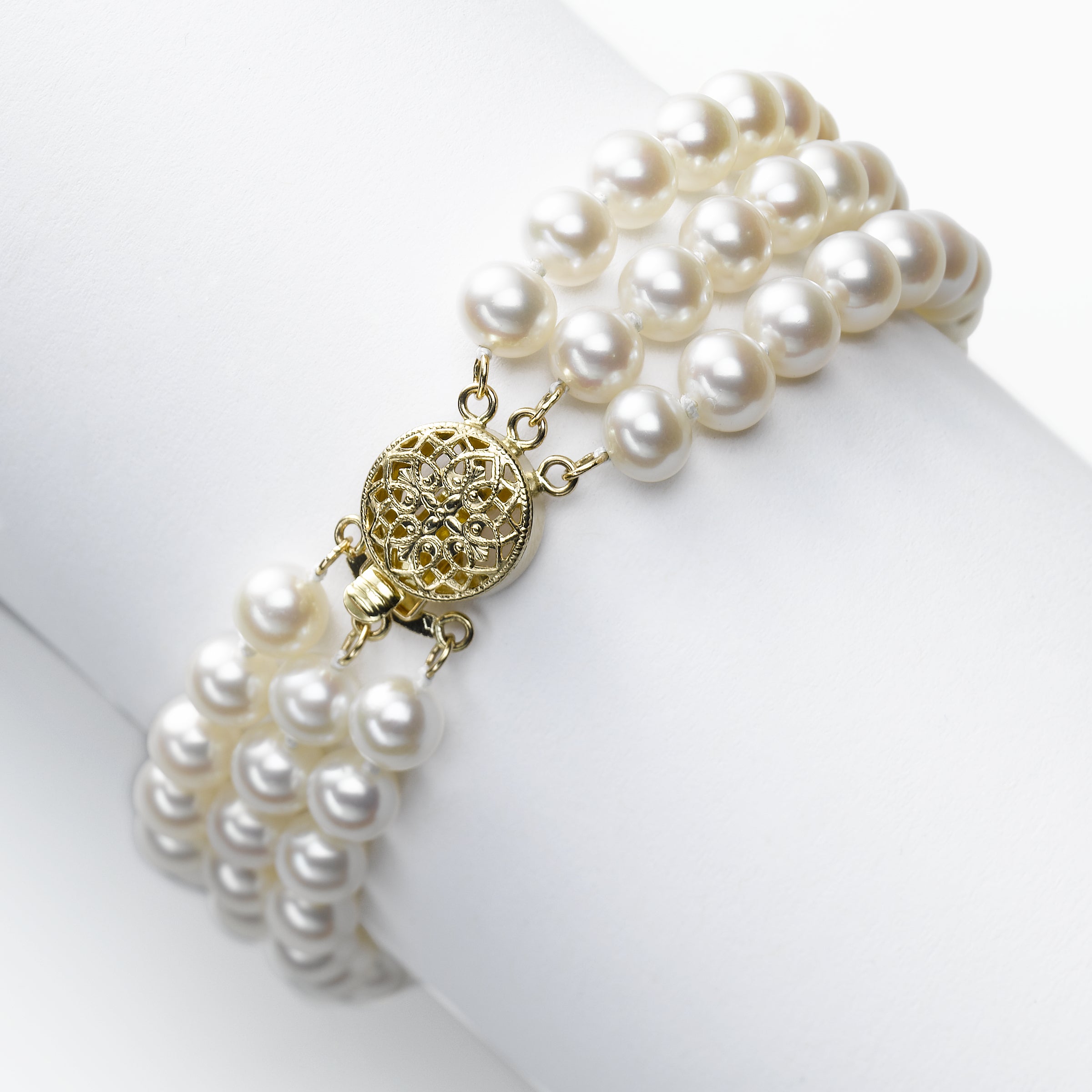 3 Row Freshwater Cultured Pearl Bracelet, 14K Yellow Gold – Fortunoff Fine  Jewelry