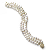 3 Row Freshwater Cultured Pearl Bracelet, 14K Yellow Gold