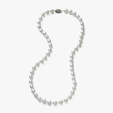 White Freshwater Cultured Pearls, 7 x 6.5 MM, 18 Inches, Silver Clasp