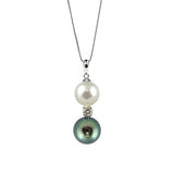 Tahitian and Freshwater Cultured Pearl and Diamond Pendant, 14K White Gold