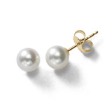 Freshwater Cultured Pearl Stud Earrings, 7MM, 14K Yellow Gold