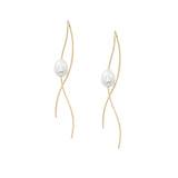 Delicate Cultured Pearl Dangle Earrings, 14K Yellow Gold