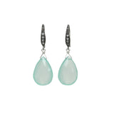 Faceted Blue Chalcedony Drop Earrings, Sterling Silver
