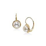 Freshwater Cultured Pearl Leverback Earrings, 14K Yellow Gold