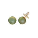 Dyed Green Freshwater Pearl Earrings, 9-10MM, 14K Yellow Gold