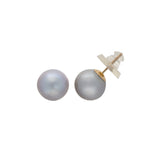 Dyed Grey Freshwater Pearl Earrings, 9-10MM, 14K Yellow Gold