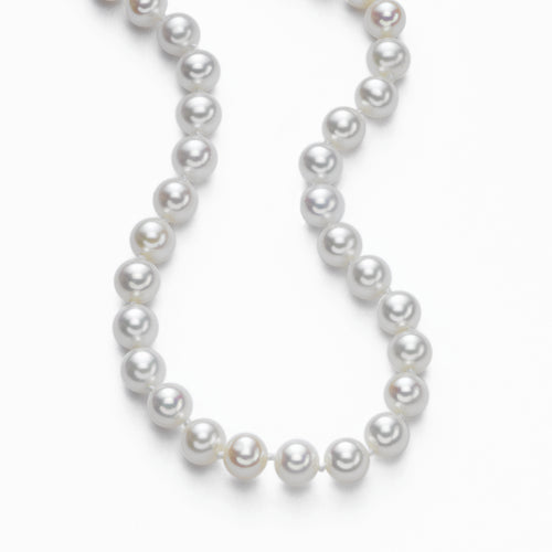 Japanese Saltwater Cultured Pearls,  7 x 6.5 mm, 14K White Gold