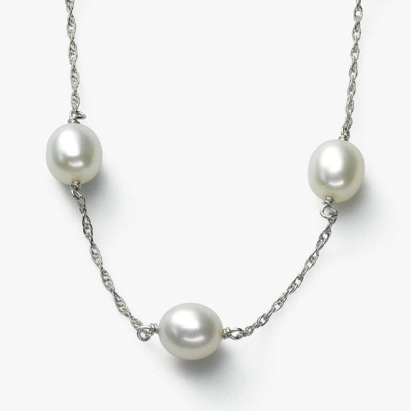 White Freshwater Cultured Pearls, 17 inches, Sterling Silver