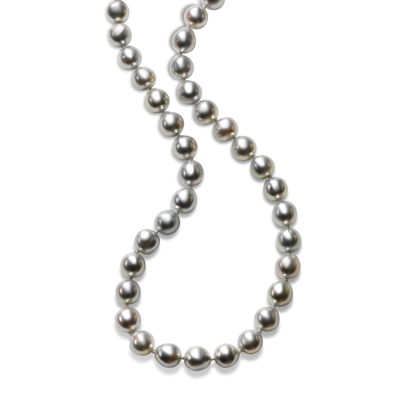 Natural Grey-Hued Akoya Cultured Pearl Necklace, 14K White Gold
