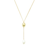 Freshwater Cultured Pearl Y Style Necklace, 14K Yellow Gold