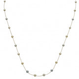Multi Color Akoya Cultured Pearl Station Necklace, 18.50 Inches, 14K Yellow Gold