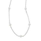 Child's Freshwater Cultured Pearl Station Necklace, Sterling Silver