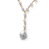 White Cultured Freshwater Pearl 17 Iinch Necklace with Drop