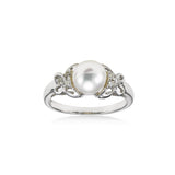 Freshwater Cultured Pearl and Diamond Ring, 14K White Gold